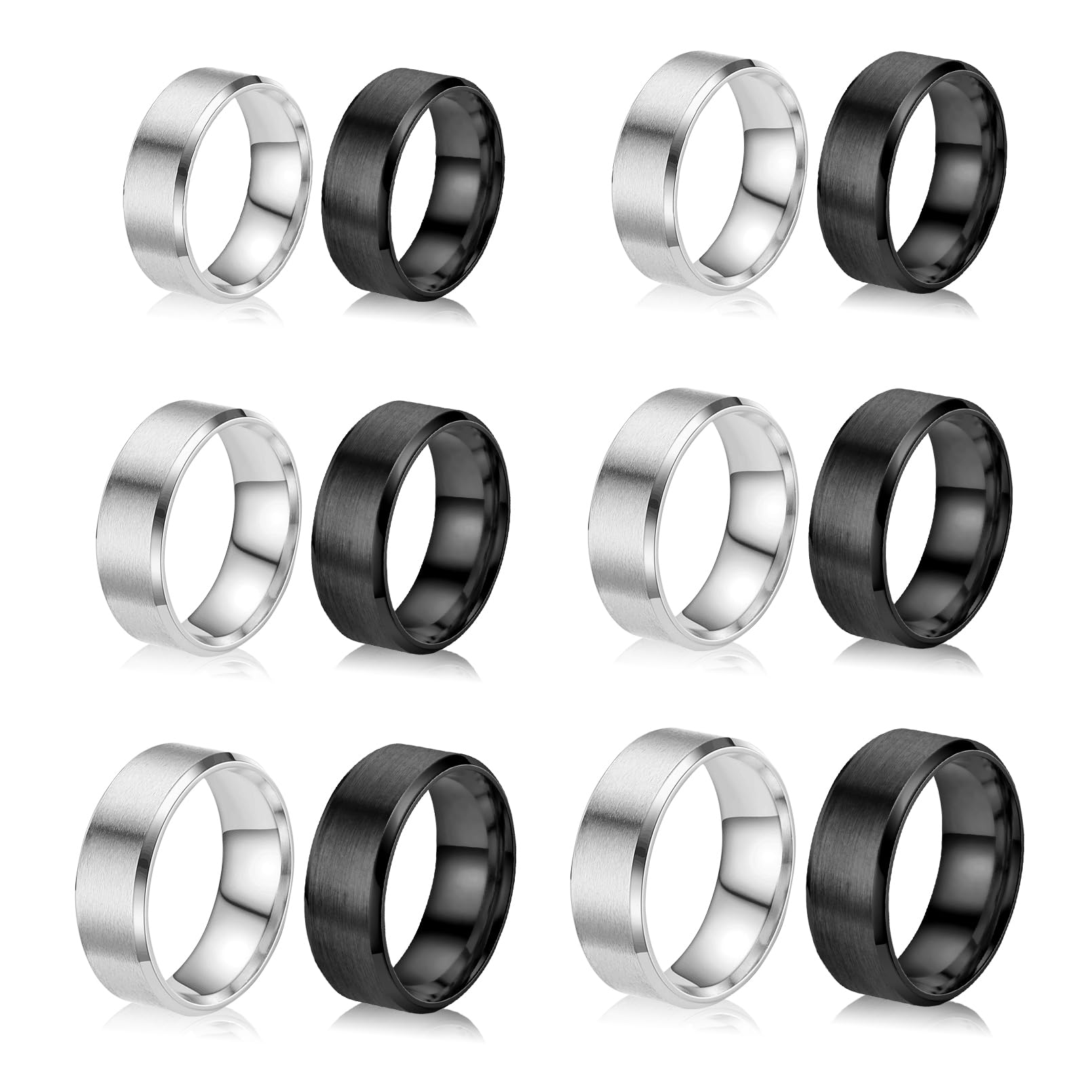 Amazon.com: 12PCS Stainless Steel Blank Core Ring 8mm Plain Inlay